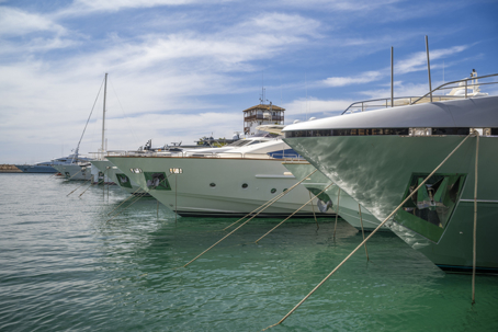 yachts lining the harbor